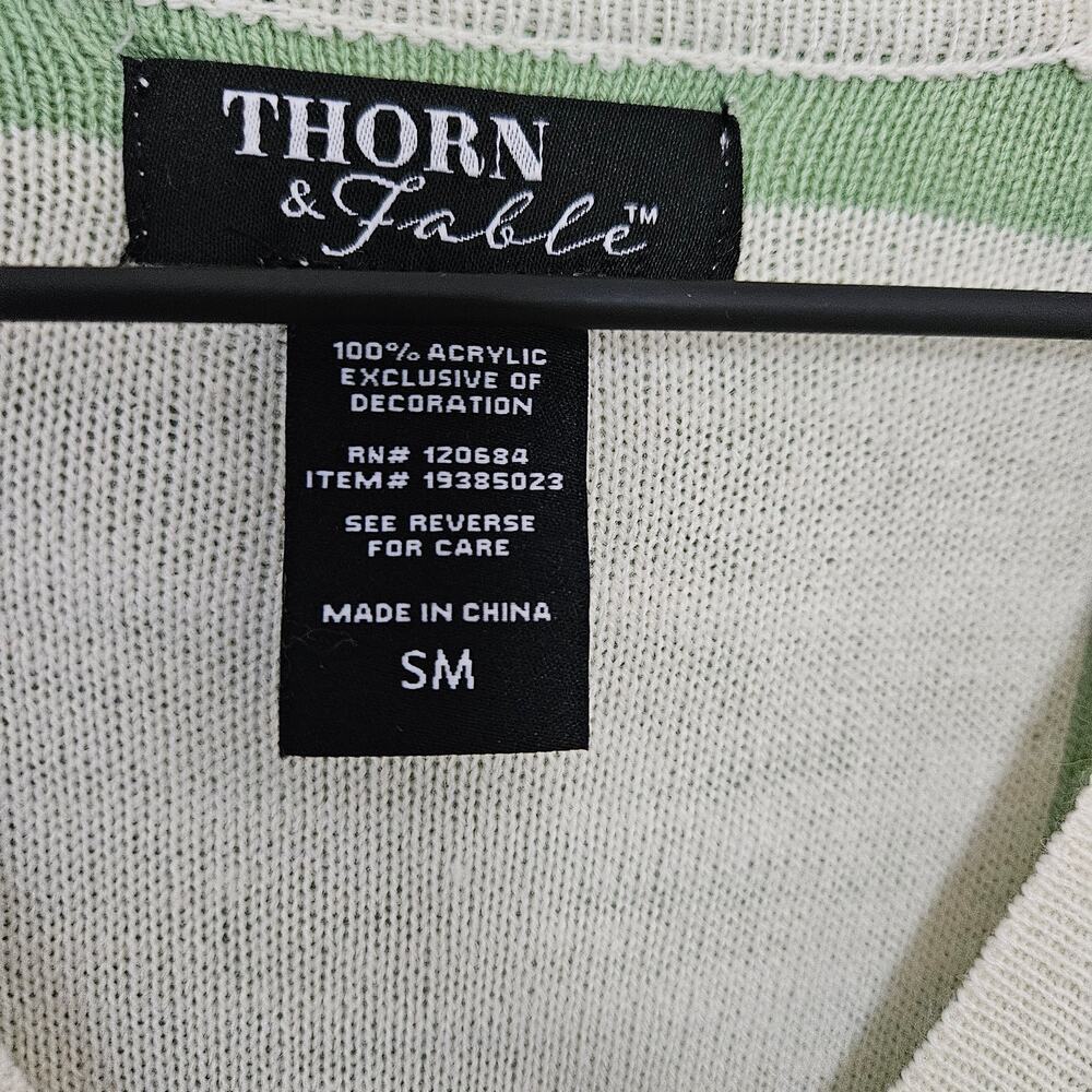 Hot Topic Thorn & Fable‎ Cottagecore Embroidered Check Cardigan S Green Ivory - Picture 5 of 8